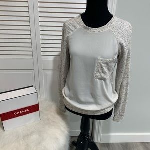LOFT Gray and White lightweight sweater